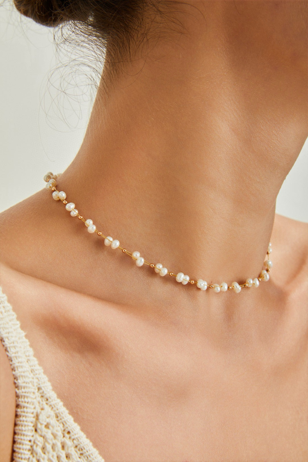 Elegant Woven Design Gold-Plated Sterling Silver Pearl Necklace